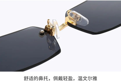 Fashion Rimless Rectangle Sunglasses Popular Women Men Shades Small Square Sun Glasses For Female Male Summer Traveling glasses