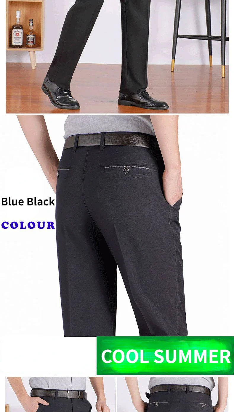 Autumn Thick Summer Thin Business Pants Men's Straight Formal Long Trouser Adult Solid Color Flat Design Casual Suit Pant GOZBKF