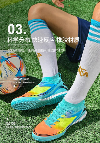 Mens Soccer Shoes TF/FG High Ankle Football Boots Kids Women Outdoor Sports Shoes Multicolor Training Match Athletic Sneakers
