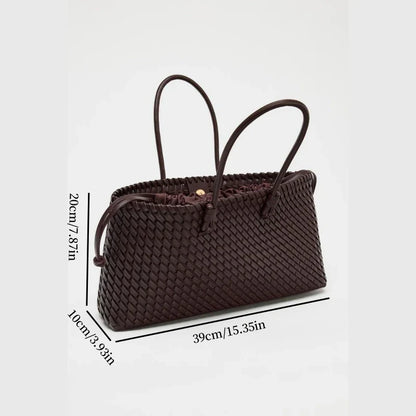 ELONGATED WOVEN SHOPPER BAG Fashionable Top Handle Tote Bag, Women's Shoulder Handbags Luxury Design for Everyday Style