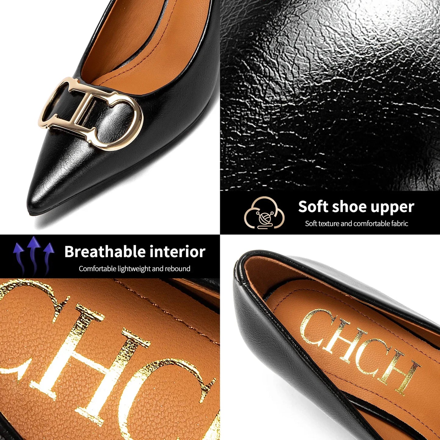 Brand Women's Shoes Pointed Toe High Heels Patent Leather Dress Heels Boat Shoes Wedding Shoes Large Size 34-40