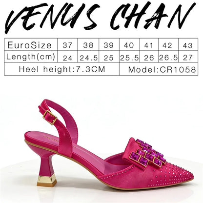 Italian Fashion Design Shoes and Bags Matching Set  High Heels green Color Rhinestones Elegant Women Shoes for Party