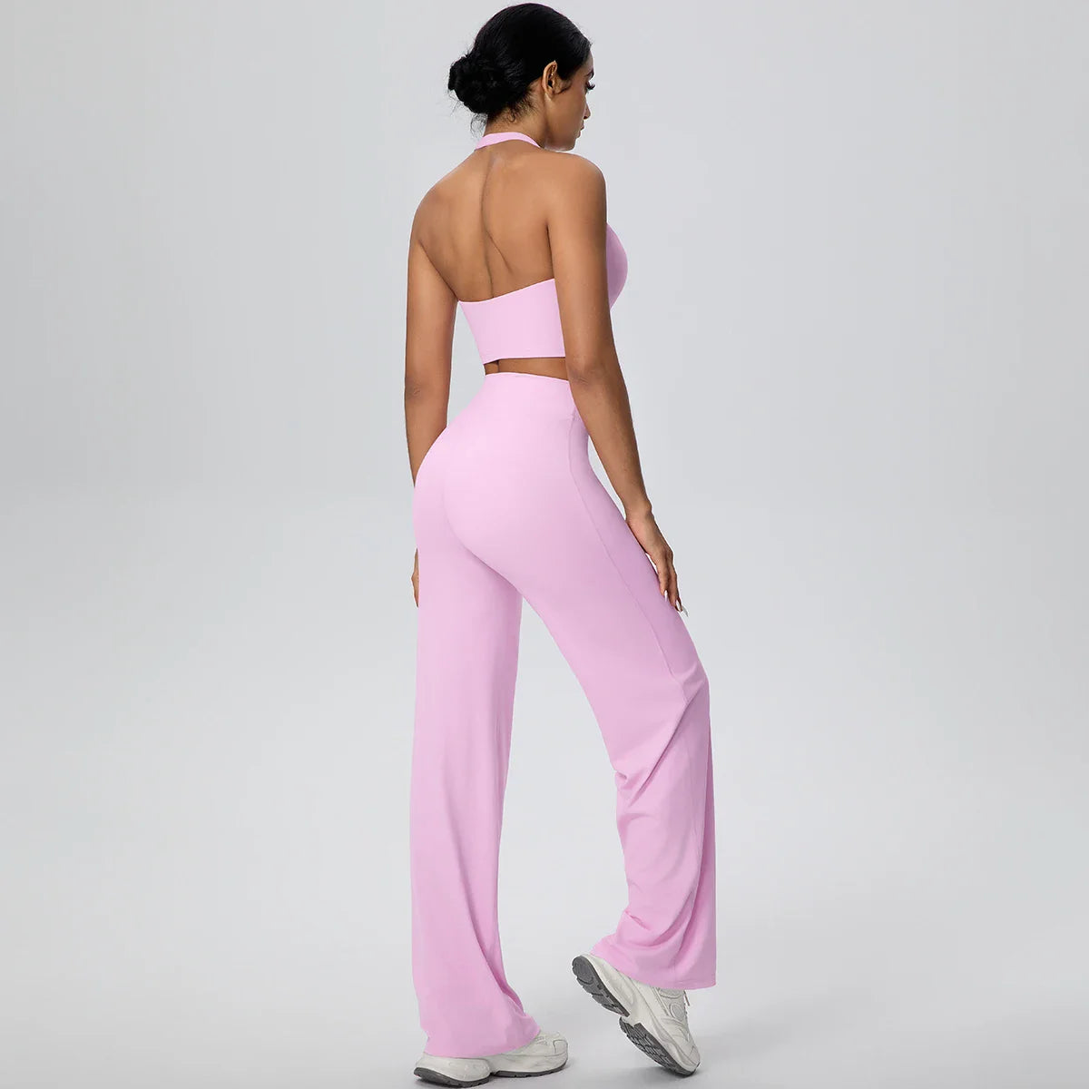2PCS Woman Backless Hanging Neck Bra and Pants Yoga Set Summer Breathable Gym Sports Running Workout Top Hot Sales Yoga Set