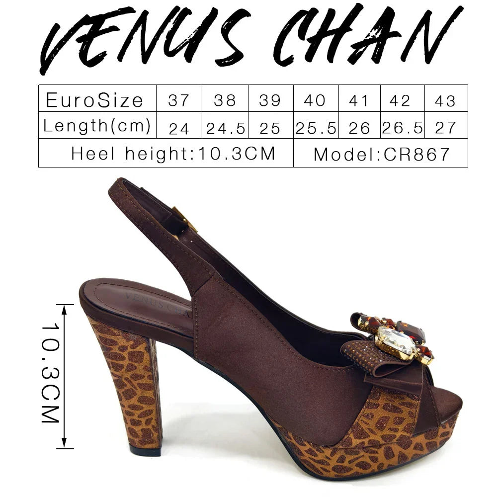 Shoes for Women High Heels INS Style Rhinestone Peep Toe Bow Gold Color New Italian Shoes and Bag for Party 2024