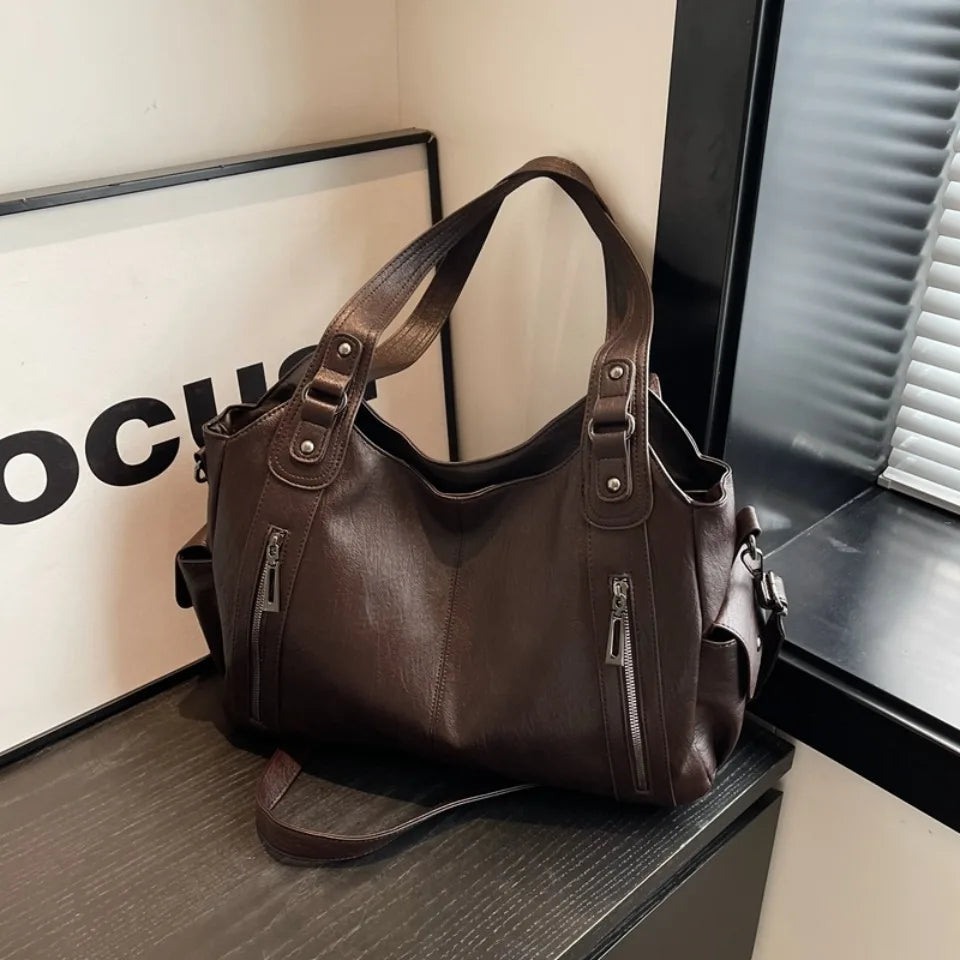 Daily Business Commuting Large Capacity Tote Hand Bags Soft Pu Leather Shoulder Bags for Women Zipper Women's Handbags Quality