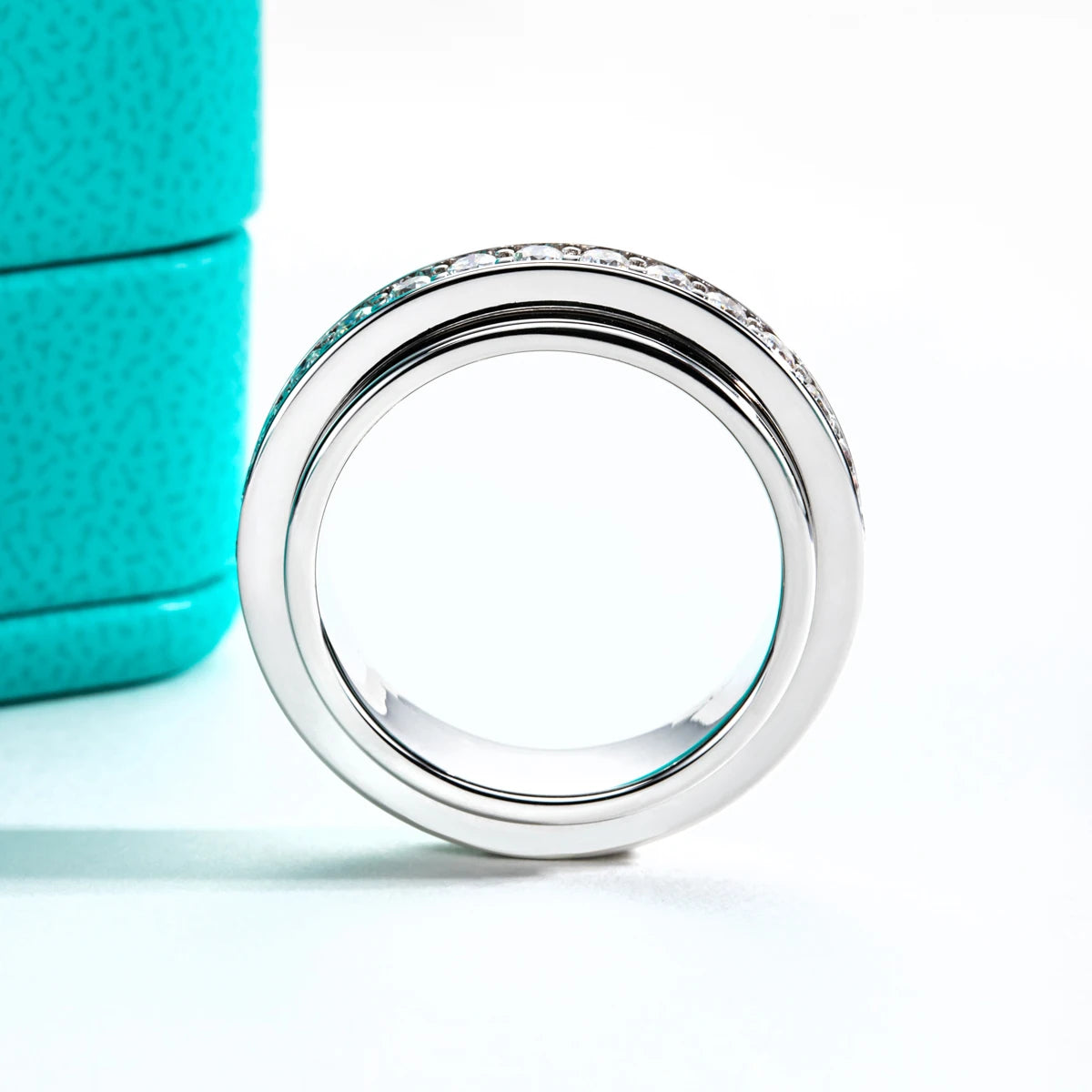 Moissanite Spinner Eternity Band Rings 14k Gold Plated Fidget Spinners Wedding Band Ring Unzip Jewelry Gifts Wholesale