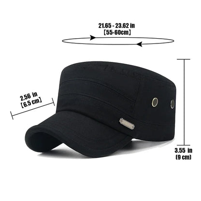 Spring and Summer Simple Cotton Adjustable Cadet Flat Cap Sun Hat Trucker Caps Dad Hats