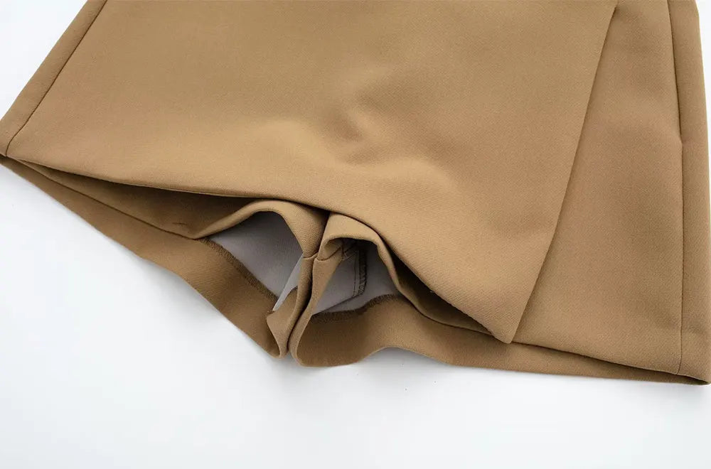 Women Fashion Pareo Style Asymmetric Shorts Skirts Vintage High Waist Side Zipper Female Skort Mujer