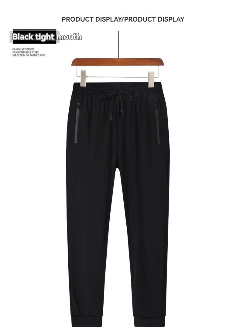 New Comfortable Ice Silk Men's Sports Pants Breathable Sweat-absorbing Quick Drying Outdoor Comfortable Running Pants