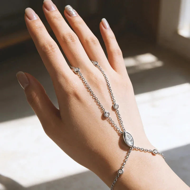 Marquise Cut Bubbles Moissanite Bracelets for Women Adjustable 14-19cm Lab Grown Diamond Chain Pure S925 Silver Jewelry