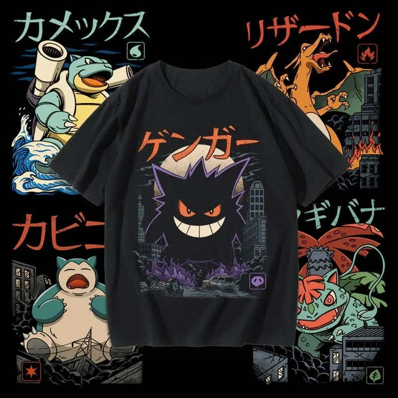 T-Shirt Squirtle Frog Seed Gengar Fire-breathing Beast Anime Peripheral Short Sleeve