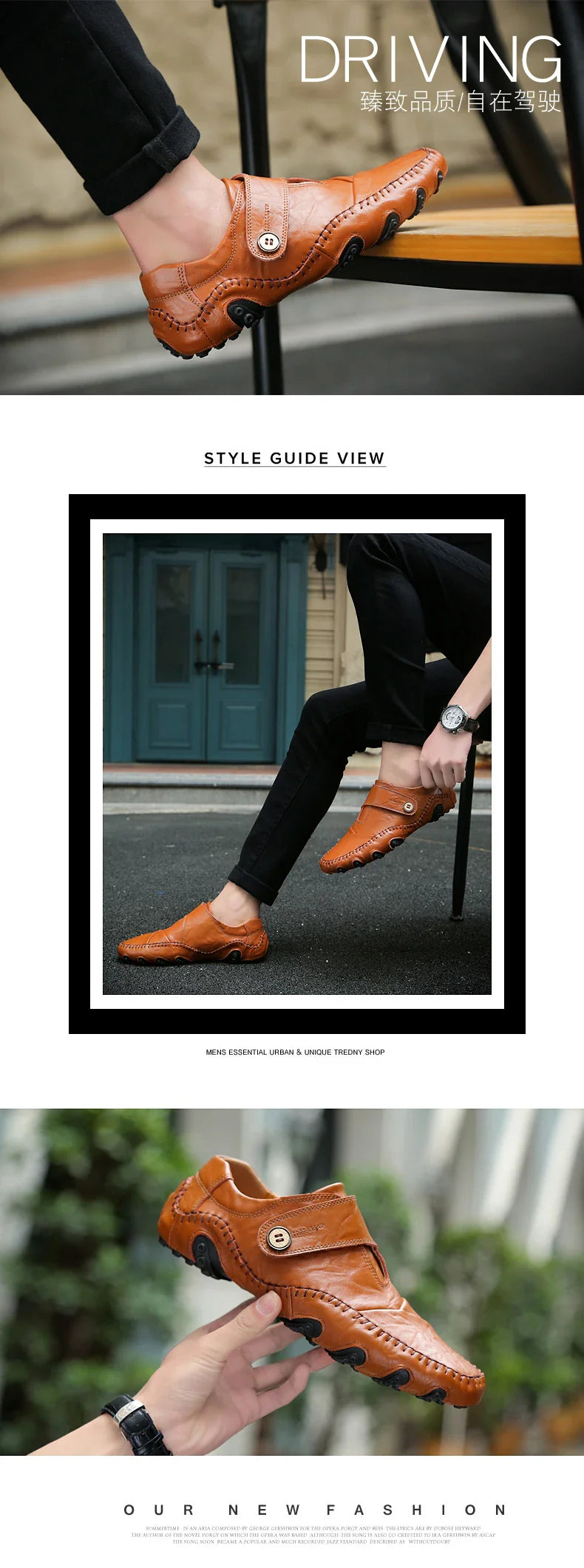 New Spring Men's handmade leather shoes, genuine leather casual shoes, breathable leather shoes, large size, walking 38-48