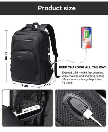 Lightweight 15.6 inch Laptop Backpack Waterproof USB Charge Port Multifunctional Travel Hiking School Bag Mochila for Men