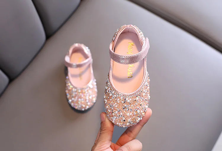 2026 Girls Princess Shoes Spring Children Bow Shoes Leather Shoe Kids Dance Shining Toddler Rhinestone Birthday Party Shoes
