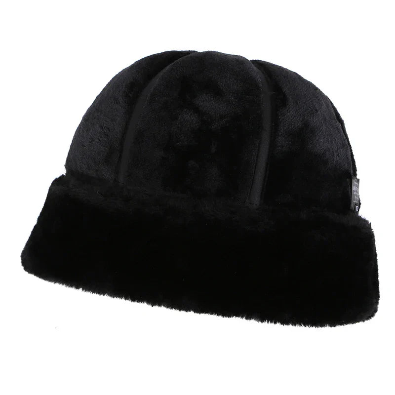 Retro Cowhide Bomber Hat Winter Keep Warm Caps Men Women Real Leather Cap Thick Velvet Dad Hat Leather Hat