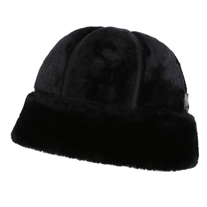 Retro Cowhide Bomber Hat Winter Keep Warm Caps Men Women Real Leather Cap Thick Velvet Dad Hat Leather Hat