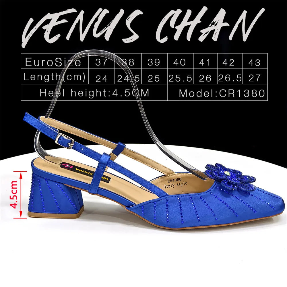 2026 Nigerian Heel Party for Women Orange Color Shoes and Bag Set Rhinestone Handbag Italian Design Wedding