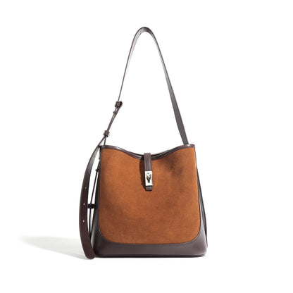 New Split Cow Leather Women's Faux Suede Bag Autumn Winter Underarm Bag for Lady Shoulder Crossbody Bag