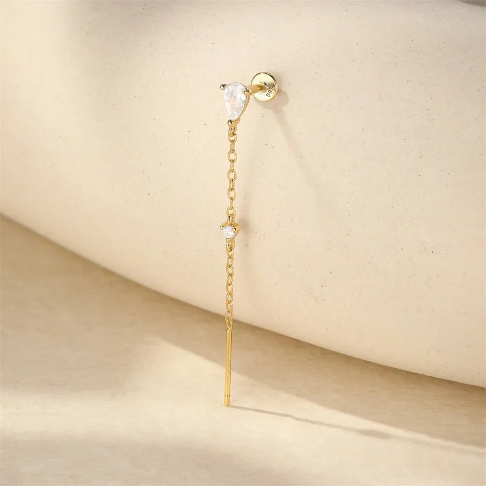 925 Sterling Silver Long Chain Tassel Baroque Irregular Pearl Dangle Earrings for Women C Shape Earrings Jewelry Pendientes
