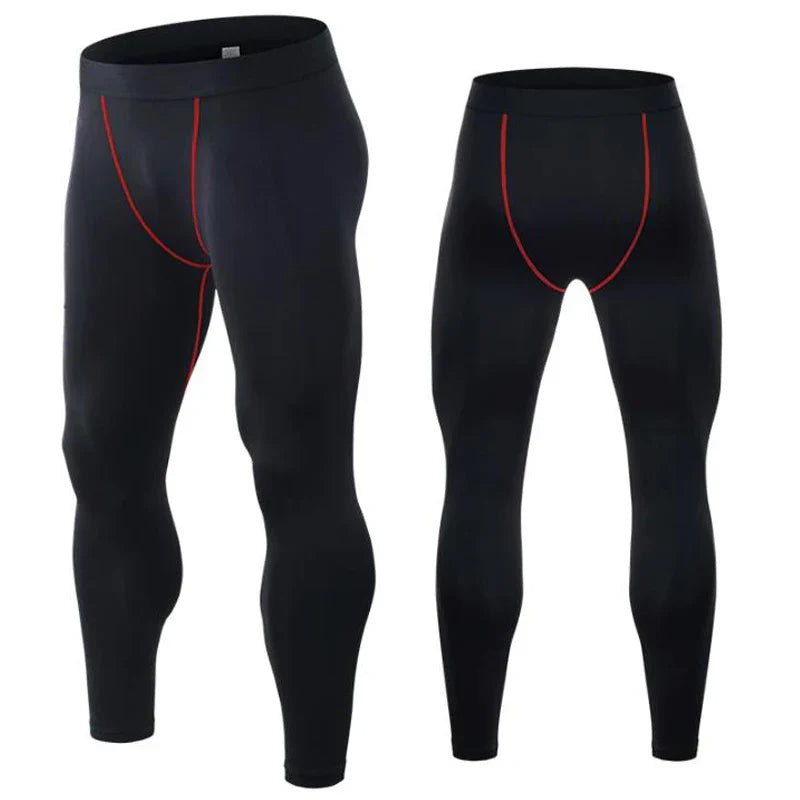 Men's compression sports pants fast drying fitness sports pants running tight pants training tight pants black red gray line