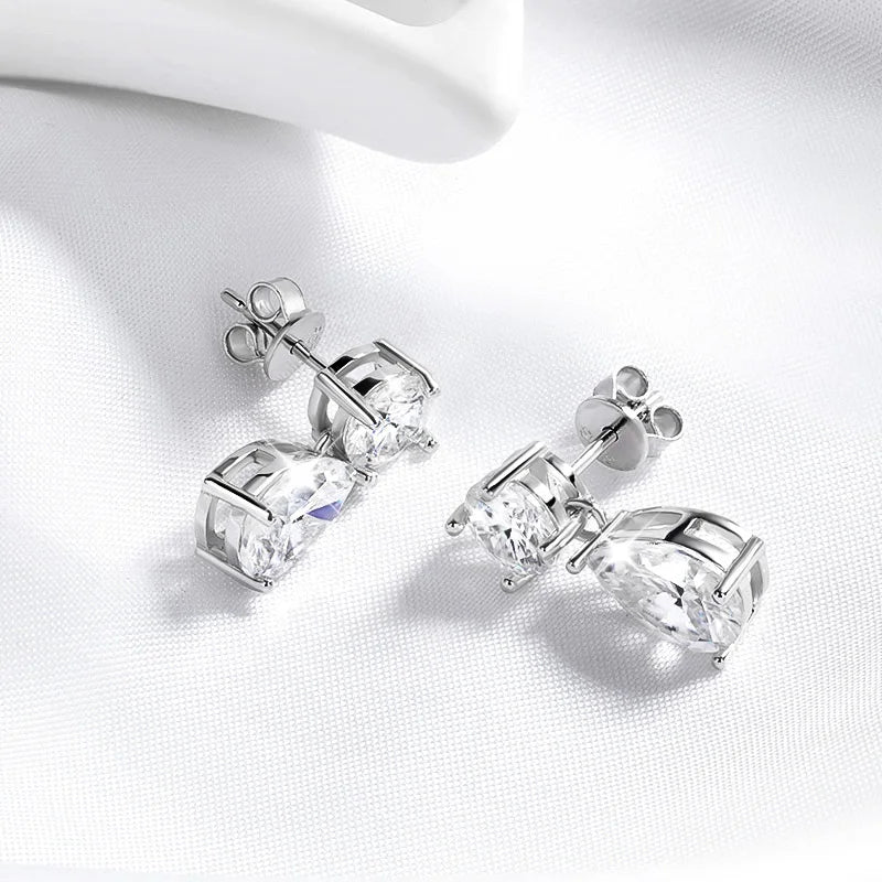 6CTTW D Color Moissanite Drop Earrings for Women Sparkling Lab Diamond 925 Sterling Silver Elegant Party Earrings