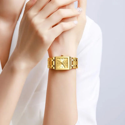 Luxury Quartz Wristwatches For Women Men Business Watch Simple Design Black Gold Stainless Steel Waterproof Quartz Clock