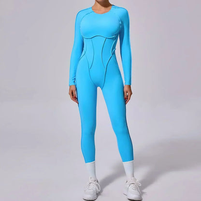 Women's High Elasticity Sports Bodysuit Kit Yoga Fitness Jumpsuit Open Back Hip-Lift Outdoors Gym Workout Sexy Fitness Outfit