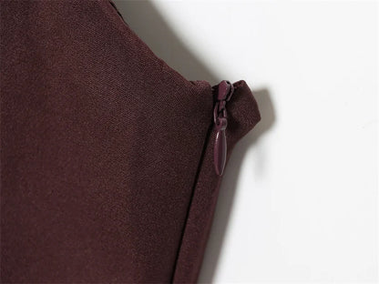 Women's Dress 2025 Autumn New Arrivals Reddish-Brown Spaghetti Strap Sexy Bodycon Mini Dress with Tie Details Stylish and Unique