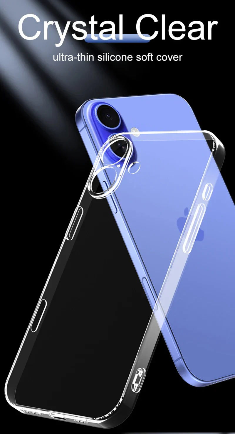 Ultra Thin Silicone Soft Case For iPhone 16 Pro Max Plus Crystal Clear Transparent Full Camera Cover Shell 16pro Promax 16plus