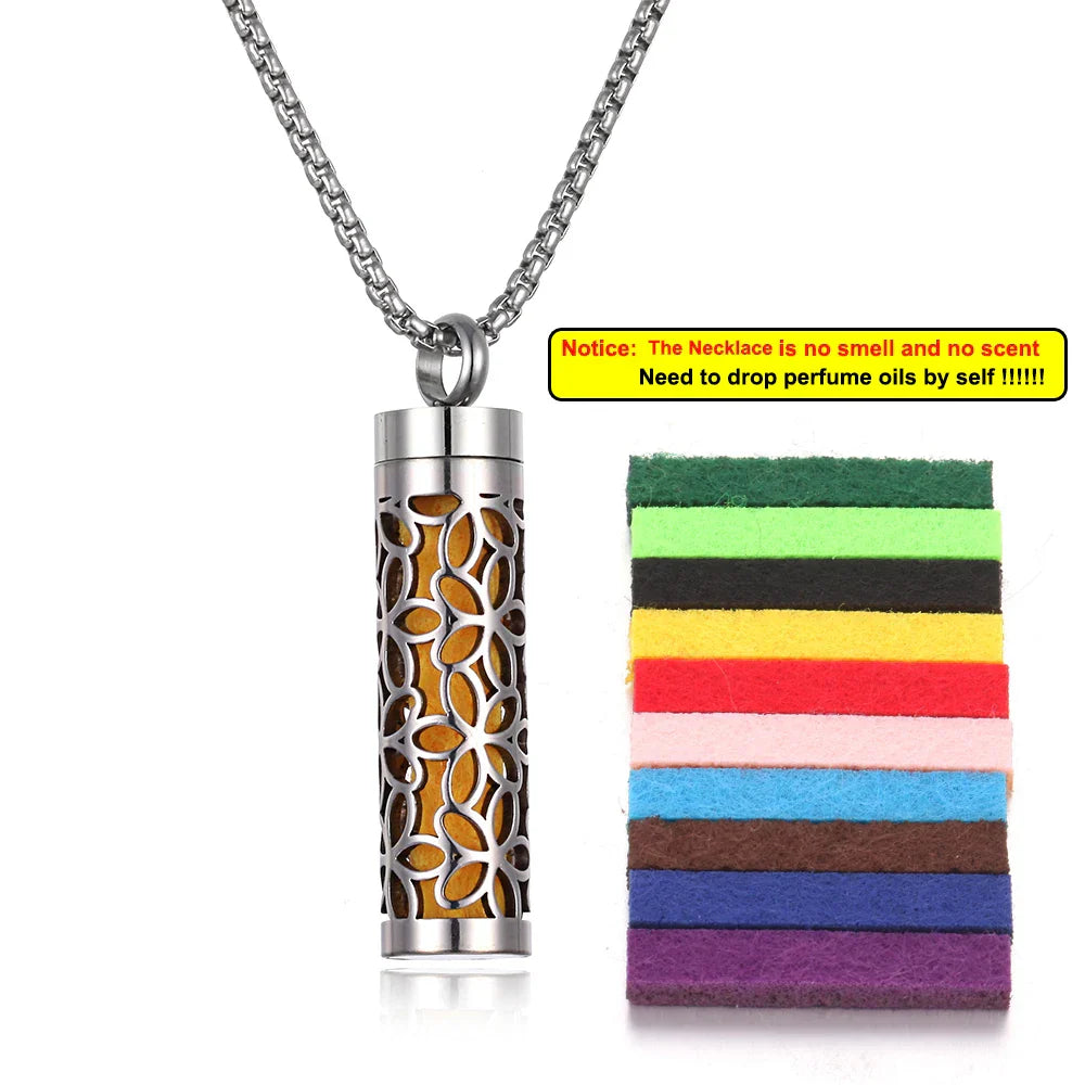 Long Strip Stainless Steel Aromatherapy Necklace Perfume Diffuser Essential Oil Diffuser Pendant Necklace Jewelry Accessories