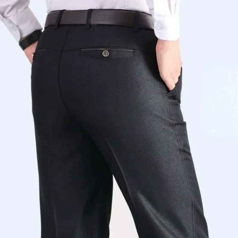 Big Plus Size Formal Pants Men's Bussiness Summer Thin Autumn Thick Black Blue Gray Stretch Loose Suit Office Trousers GOZBKF