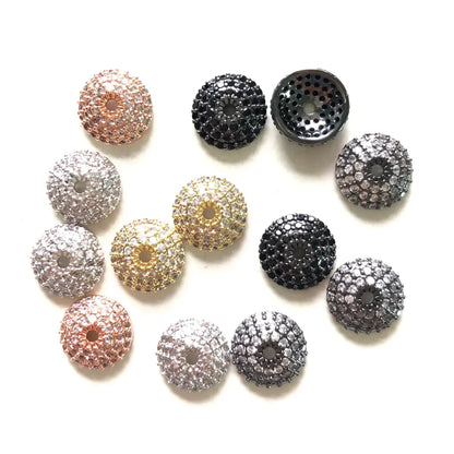 20pcs 8/10/11mm Cubic Zirconia Pave Beads Caps Spacers for Bracelet Necklace Earring Making  Gold-Plate Jewelry Accessory Supply