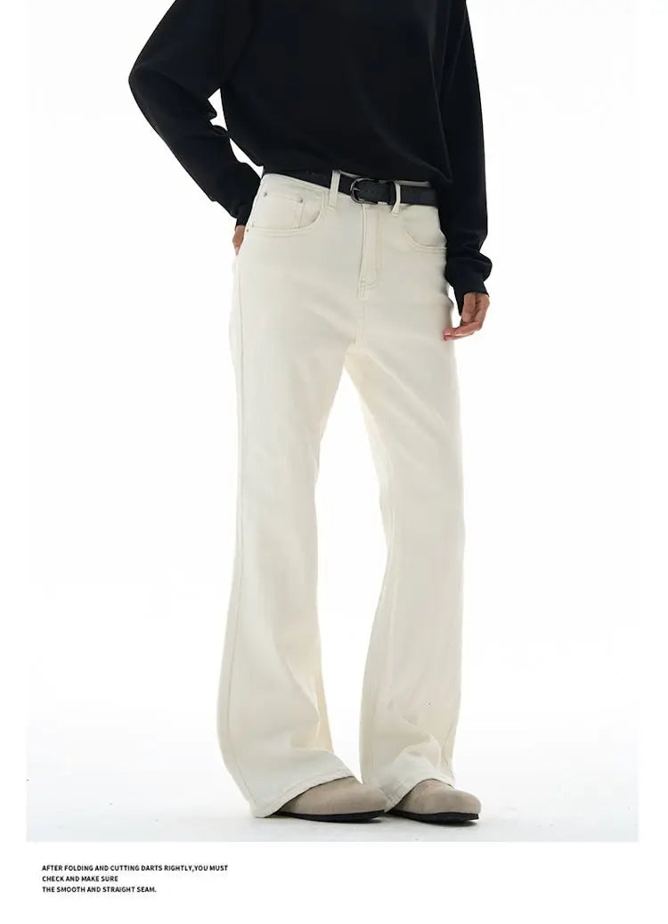 Calça Masculina Vintage Disco Flare Sólida Elástica Slim Fit Estilo Hippie Calça Casual de Perna Larga Streetwear Masculino