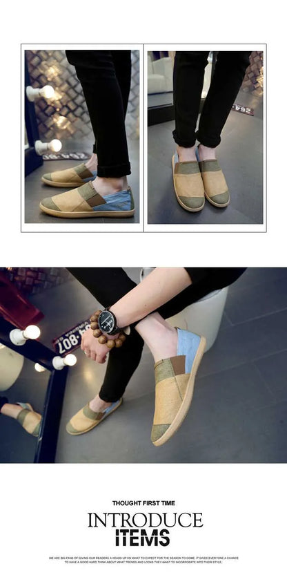 Fisherman's Shoes Fashion Flat Canvas Sneakers Slip On Men's Espadrilles Walking Casual Shoes For Men Loafers Summer