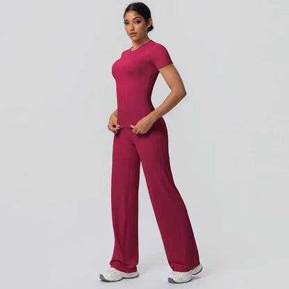Fitness Sports Workout Yoga Set for Women Naked Feel Slim Casual Workout Top T-Shirt Quick Drying Push Up Running Pants Yoga Set