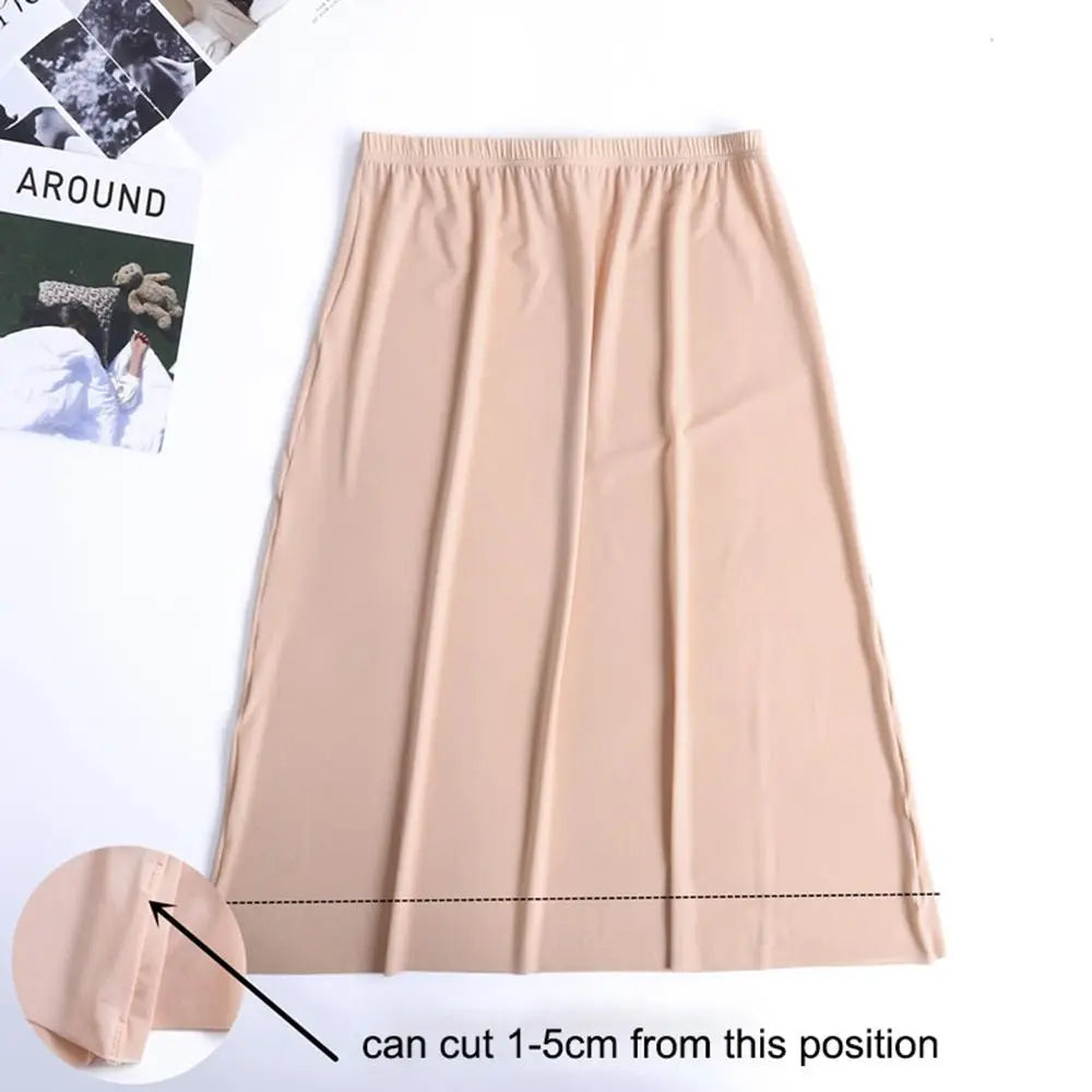 Petticoat Dress Solid Color For Women Safety Underskirt Slips Underskirt Half Slips Women Long Petticoat Ice Silk Underskirt