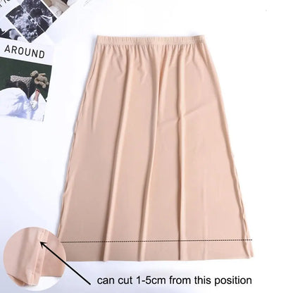 Petticoat Dress Solid Color For Women Safety Underskirt Slips Underskirt Half Slips Women Long Petticoat Ice Silk Underskirt