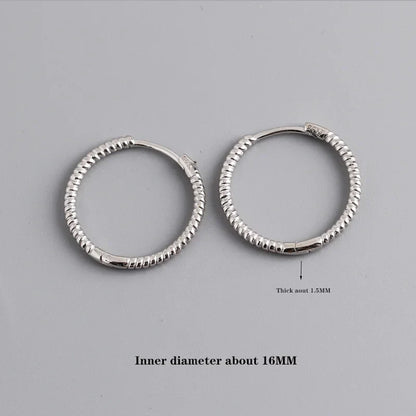 925 Sterling Silver Fashion Piercing Charm Twist Huggies Hoop Earrings for Women Rock Gothic Unisex Jewelry Ear Buckles