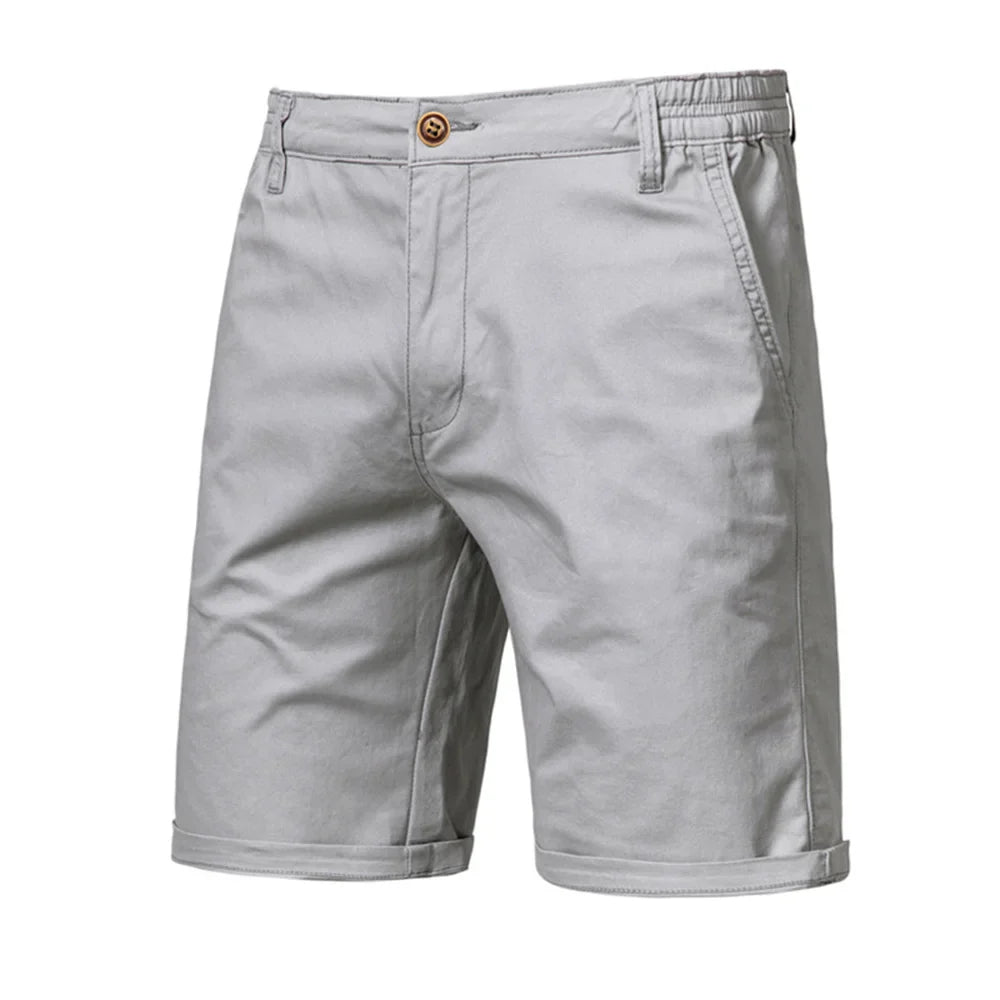 Summer 100% Cotton Solid Shorts Men High Quality Casual Business Social Elastic Waist Men Shorts 10 Colors Beach Shorts