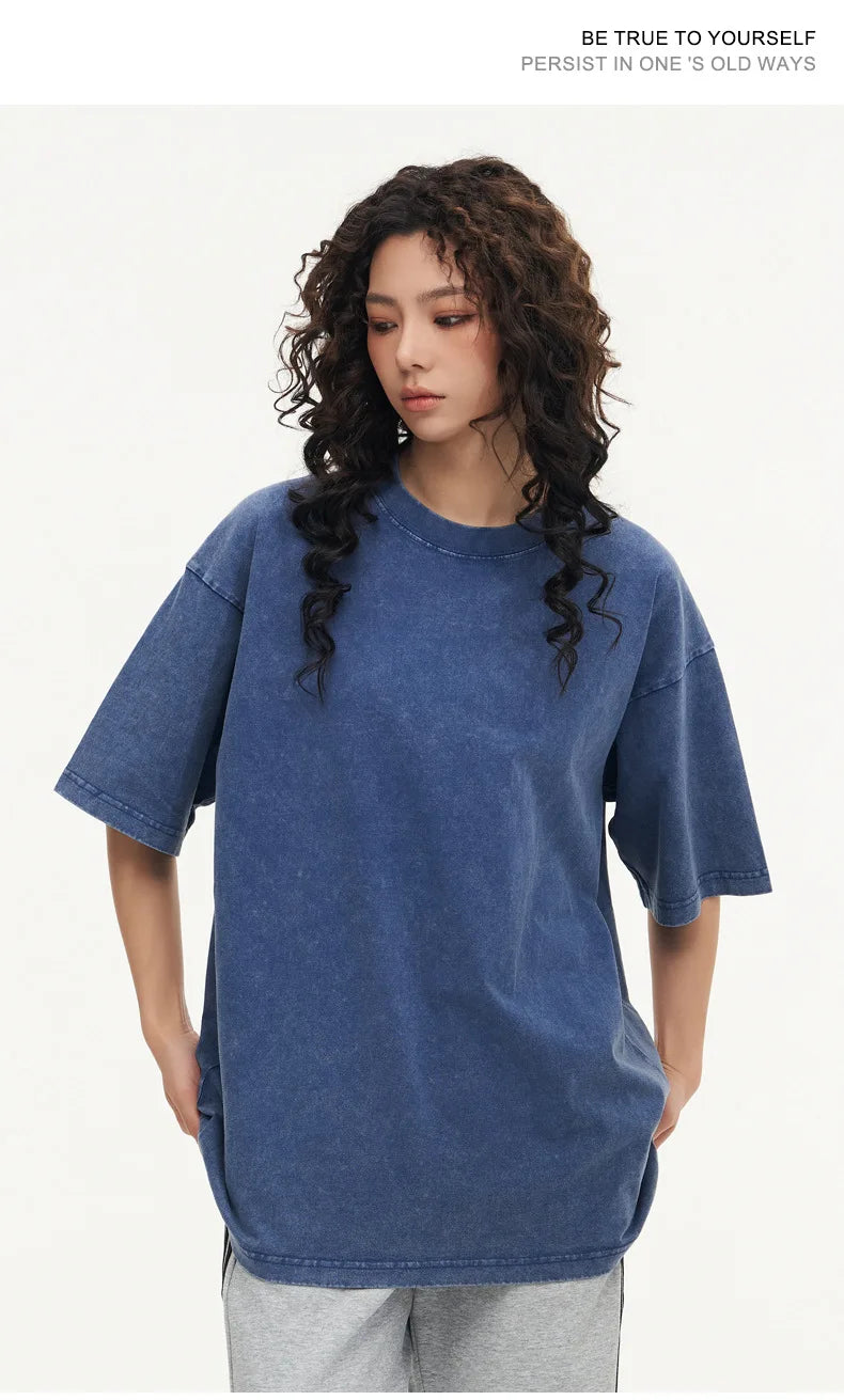Fashion Women Cotton Solid Washed T-shirts Loose O-Neck Tee Shirts Street Casual Comfortable Short Sleeve Tops Female Clothes