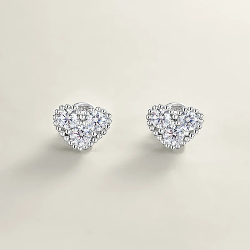 D Vvs1 3mm Cute Moissanite Stud Earrings for Women Elegant Heart Shape Ear S925 Sterling Silver Jewelry Birthday Gifts