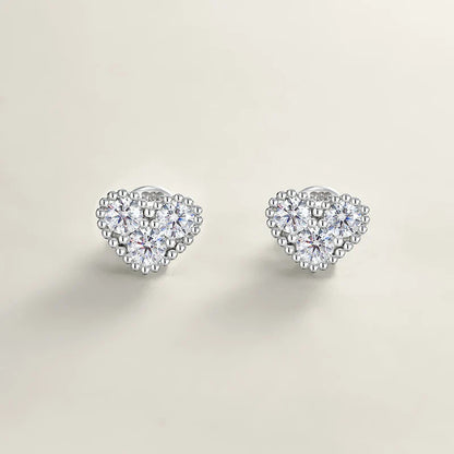 D Vvs1 3mm Cute Moissanite Stud Earrings for Women Elegant Heart Shape Ear S925 Sterling Silver Jewelry Birthday Gifts