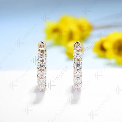 Moissanite Earrings for Women 18K 14K 10K Solid Gold White Gold 925 Silver Clip Hoop Square for Party Christmas Classic