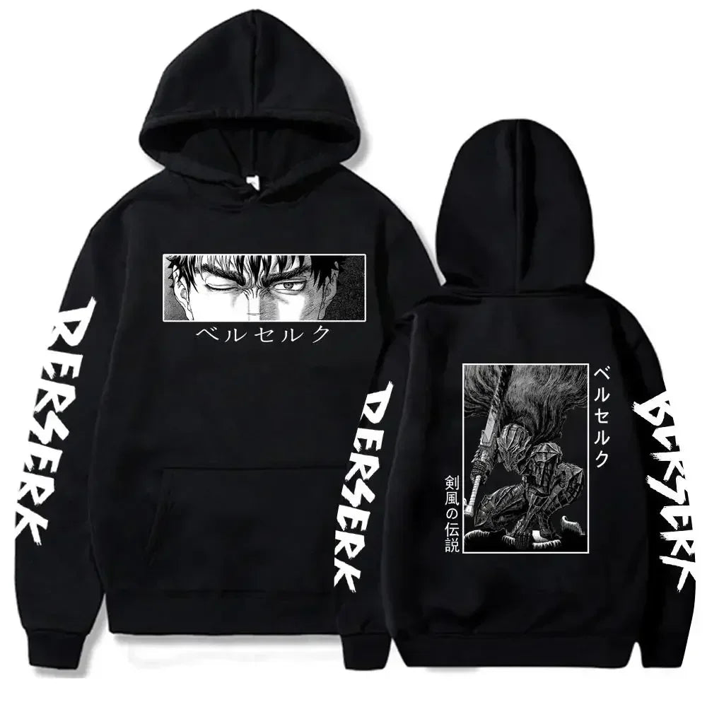 Hoodies Men Women Graphic Print Long Sleeve Streetwear Japanese Style Manga Sweatshirts Fleece Loose Soft Clothing