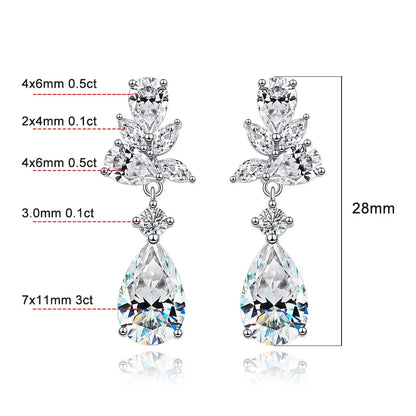 All Moissanite Earrings for Women Wedding Party Luxury Earring Jewelry s925 Sterling Sliver Plated 18k Gold Ear Stud