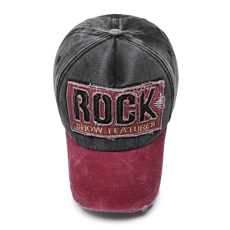 Letters Embroidered Patch Ripped Brushed Washed Distressed Design Style Unisex Cotton Adjustable Baseball Cap