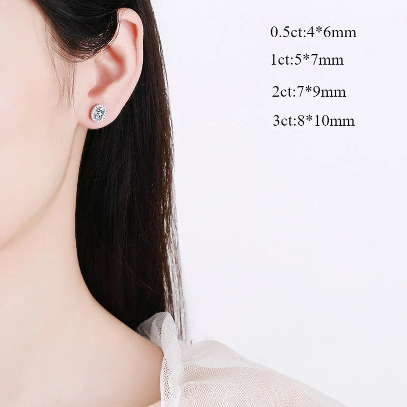 0.5CT 1CT Certified Moissanite Stud Earrings for Women Bride Classic Wedding Jewelry 100% 925 Sterling Silver