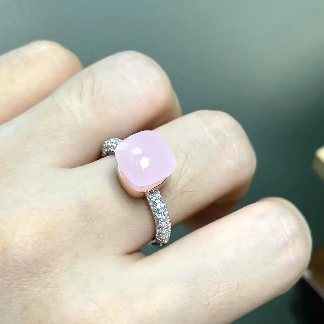 10.6mm S925 Ring Silver Rose Gold Metal 32 Colors Candy Style Zircon Crystal Ring for Women Fine Jewelry Party Gift Trendy Ring