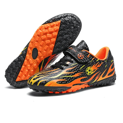 Children’s Soccer Shoes Grass Non-Slip Football Ankle Support Boots Outdoor Cleats Shoes Boys TF/FG Turf Futsal Training Shoes