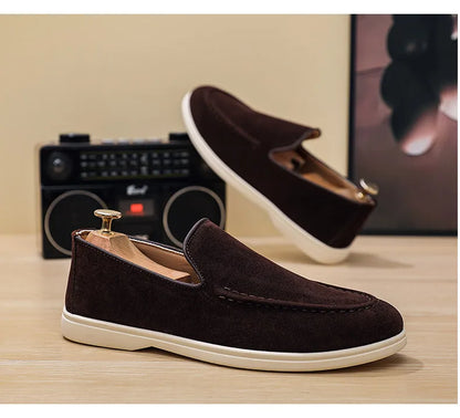Men's Suede Leather Comfort Loafers, Flat Casual Slip-on Shoes, Fashion Suede Flats, Classic Round Toe Soft Leather Loafers 2026